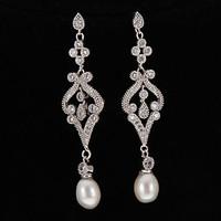 Silver Platinum Plating Pearl Earrings