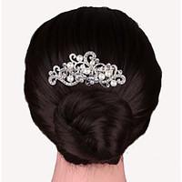 Silver Crystal Pearl Flower Hair Comb for Wedding Party Hair Jewelry