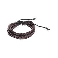 single color cross weave cow leather cord bracelet