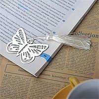 Silver-Metal Butterfly Bookmark with Elegant Silk Tassel Party Souvenir