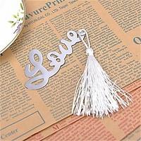 silver metal l o v e bookmark with elegant silk tassel party souvenir