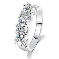 Simple Trend Irregular Crystal Silver Plated Zircon Hypoallergenic Rings