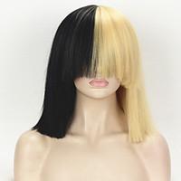 Sia Styling Fashion Celebrity Wig Golden Mixed Black Short Kinky Straight Hair Classic Cap Heat Resistant Synthetic Cosplay Wig