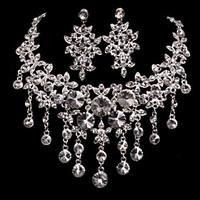 silver alloy weddingparty jewelry set with rhinestone