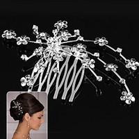 Silver Flower Hair Comb for Wedding Party Hair Jewelry