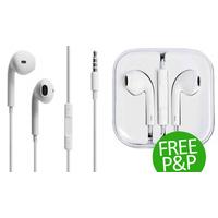 Simple White Earphones with Volume Control - Free P&P