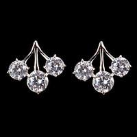 silver alloy with cubic zirconia stud earrings