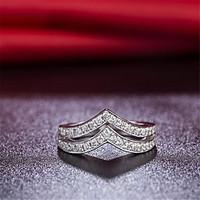 single v combined double v wedding band rings for women 925 sterling s ...