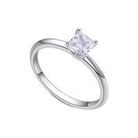 Silver Modern Solitaire Cubic Zirconia Ring, Choose Size