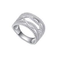 Silver Wide White Cubic Zirconia Ring, Choose Size