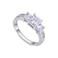 Silver White Cubic Zirconia Ring, Choose Size