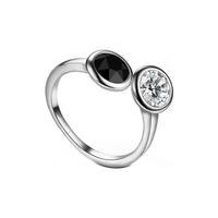 Silver/Black Cubic Zirconia Ring, Choose Size