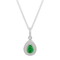 Silver green and white cubic zirconia pear-shaped pendant