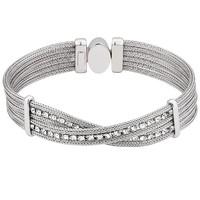 silver cubic zirconia twist mesh bracelet