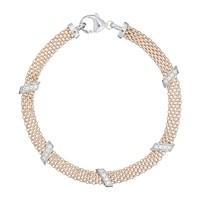 Silver and rose gold-plated cubic zirconia bracelet