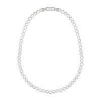 Silver freshwater cultured pearl and cubic zirconia clasp necklace