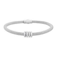 silver cubic zirconia beaded bangle