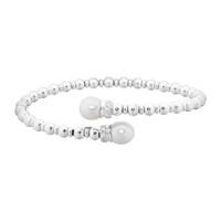 Silver freshwater cultured pearl and cubic zirconia bangle
