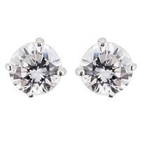 Silver 7mm cubic zirconia stud earrings