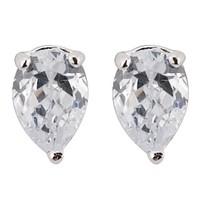 Silver pear-shaped cubic zirconia stud earrings