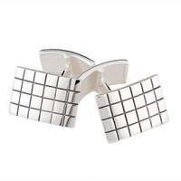 Silver rectangular grid cufflinks