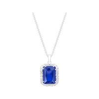 silver blue and white cubic zirconia rectangular cluster pendant
