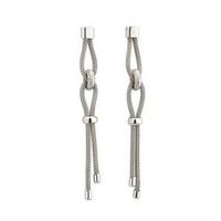 Silver double strand mesh drop earrings
