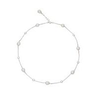 Silver freshwater cultured pearl and cubic zirconia necklace