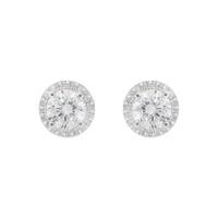 silver cubic zirconia halo cluster stud earrings