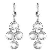 Silver-plated white crystal chandelier drop earrings