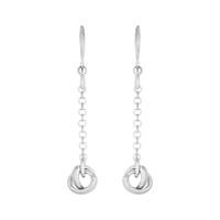 Silver knot drop earrings