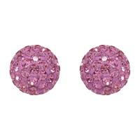 silver 8mm pink crystal ball stud earrings