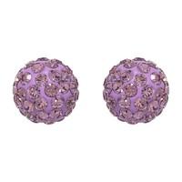 Silver 8mm purple crystal ball stud earrings