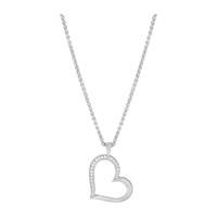 Silver cubic zirconia open heart pendant