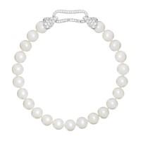 Silver freshwater cultured pearl and cubic zirconia clasp bracelet