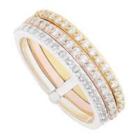 Silver and gold-plated three colour cubic zirconia ring