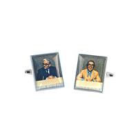 silver effect two ronnies cufflinks savile row