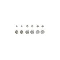 Silver Floral & Stud Earrings Set