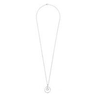 silver long chain hoop crystal necklace