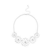 silver floral cut out collar necklace