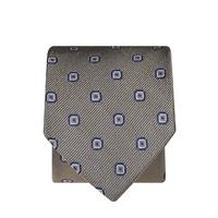 Silver Grey With Navy And Silver Square 100% Silk Tie