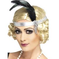 Silver Satin Charleston Headband