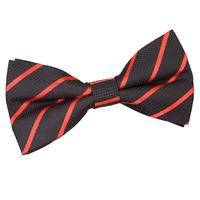 single stripe black red pre tied bow tie