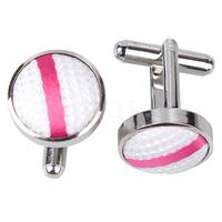 single stripe white hot pink cufflinks