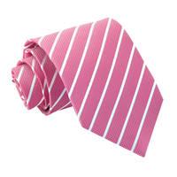 single stripe hot pink white tie