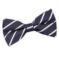 single stripe navy white pre tied bow tie