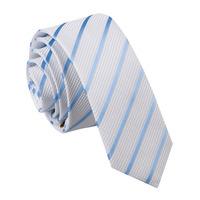 single stripe white baby blue skinny tie