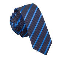 Single Stripe Navy & Mid Blue Skinny Tie