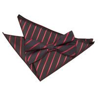 single stripe black burgundy bow tie 2 pc set
