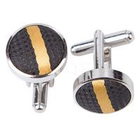 single stripe black gold cufflinks